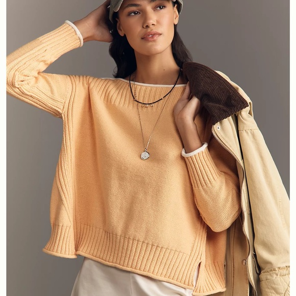 Anthropologie Sweaters - ANTHROPOLOGIE Off-Shoulder Slouchy Pullover Sweater, Orange, Size XXS, NWT